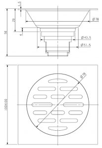 F1002 Floor drain size diagram